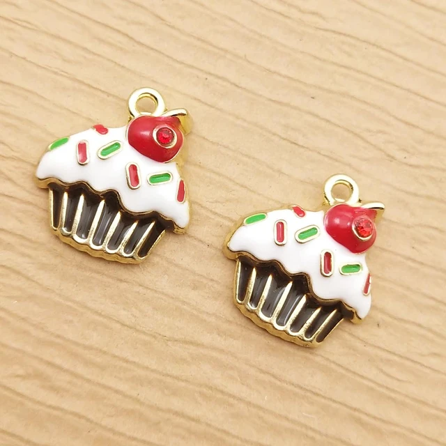 10pcs Cake Charm For Jewelry Making Bulk Craft Supplies Enamel Food Earring  Charms Pendants Accessories Metal Materials - Charms - AliExpress