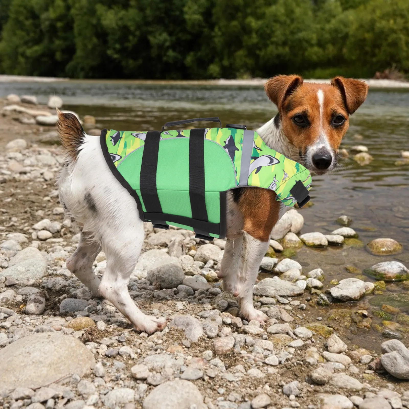 Fashion Pet Safety Vests Outward Adjustable Doggy Life Jacket With Rescue Handle 