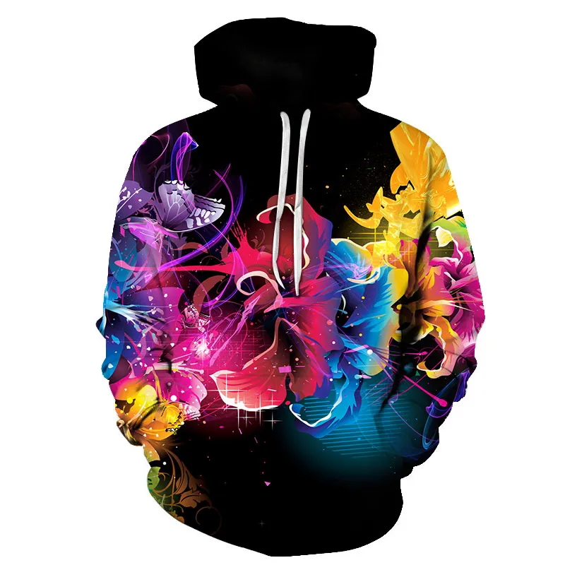 Hot New Design Flowers Hoodies Men/Women 3d Sweatshirts Digital Print Rosa Roses Floral Hooded Harajuku Hoodies Brand Hoody Tops