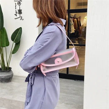 

Summer Color Transparent Mini Bag Fashion Women's Bag 2020 Popular New Fashion Fashion Simple Shoulder Bag Net Red Underarm Bag