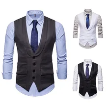 Мужской однобортный жилет с v-образным вырезом спортивный костюм жилет M43