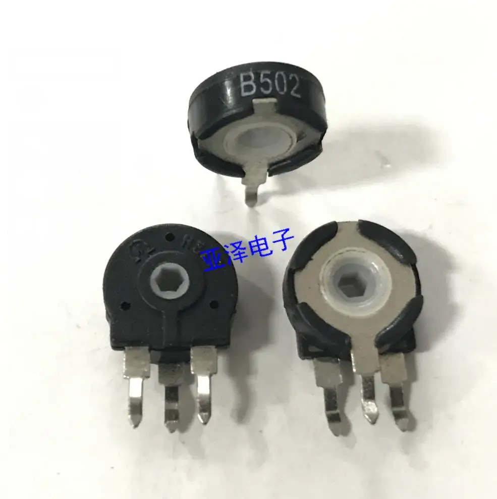 

5PCS/LOT Spain potentiometer PT10-5K six angle hole vertical rotating adjustable potentiometer B502 resistance B5K