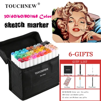 

TOUCHNEW Art Markers Set Artist Sketch Animation Dual Headed Marker for Oily Alcohol Based Markers for Animation Marker Pen