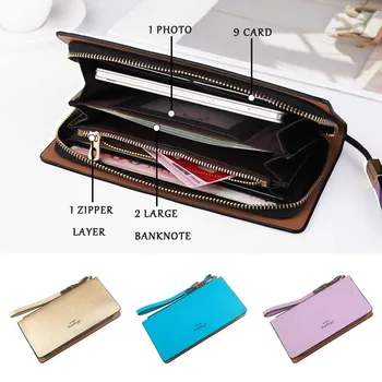

Women's Ladies Long Wrist Strap Clutch Simple Wallet Large Capacity Wallets Card Holder cartera mujer portfel portefeuille femme