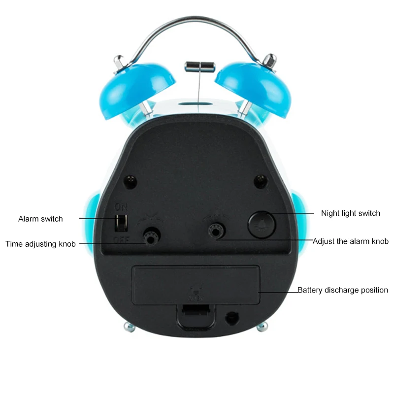 Alarm Clock Owl Loud Bell Analog Silent Nonticking Desk With Night