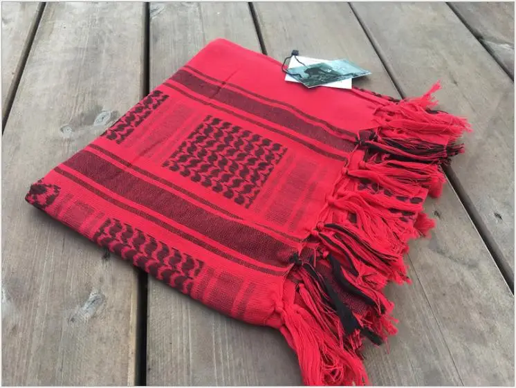 Outdoor Arab Square Scarf Shawl 100% Cotton Military Tactical Desert Scarves Camping Windproof Bandanas Man Woman Turban mens red scarf Scarves