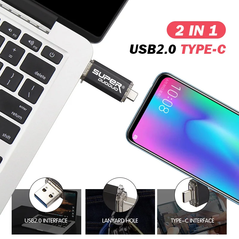 Популярный USB флеш-накопитель type-C, высокоскоростной USB 2,0, флеш-накопитель, телефон, OTG, USB флеш-карта памяти, 64 ГБ, 32 ГБ, 16 ГБ, 8 Гб
