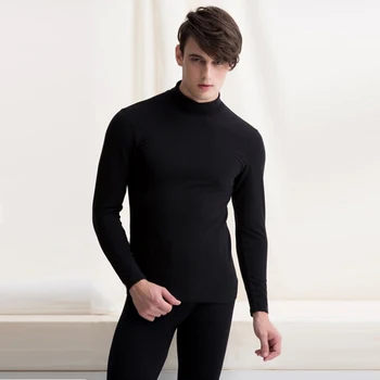 

2020 New Fashion Male Thermal Underwear Men Long Autumn Winter Turtleneck Tops+Pants Set Warm Thick Tops Plus Size L-2X