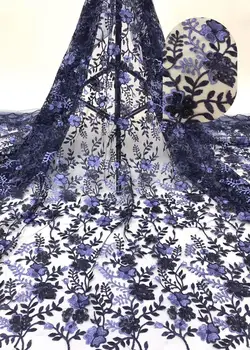 

navy blue lace fabric french net lace with sequins nigeria lace fabric tissu dentelle african tulle lace fabric for dress 5yard