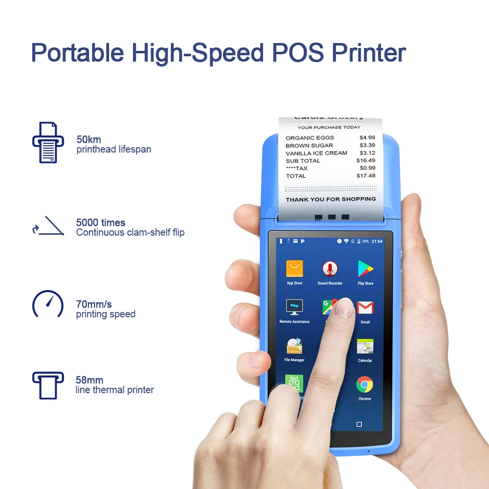 MHT-M1 POS терминал Поддержка ОС Android 6,0 чековый принтер с 2,4G, Wi-Fi, BT и Камера 5 дюймов ЖК-дисплей Экран 5MP Автофокус EU/US/UK