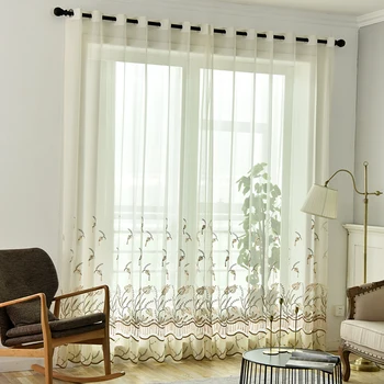 

Flower Embroidery Tulle for Luxury Sheer Curtains for Kitchen Living Room The Bedroom Window Treatments Panel Drape 437&30