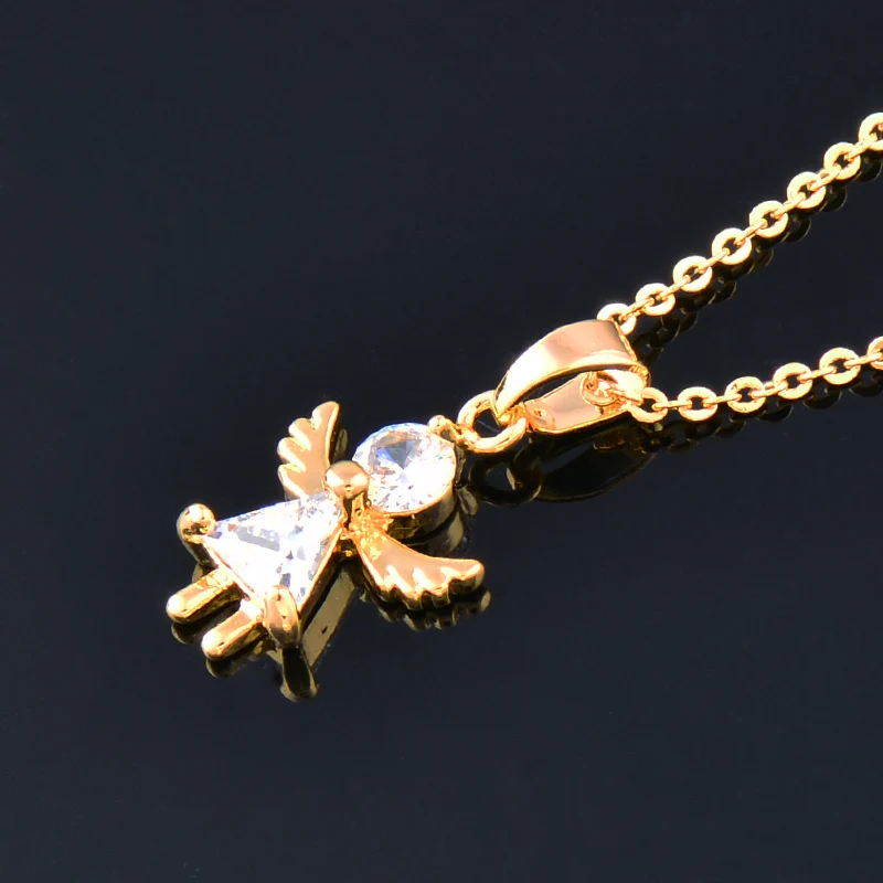 SINLEERY Romantic Cubic Zircon Angel Wings Girl Pendant Necklace Rose Gold Color Fashion Chain For Women Party Jewelry Xl679 SSP - Image 4