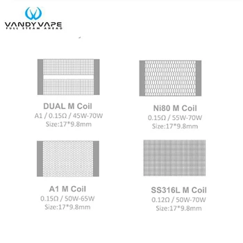 

10-50pcs Vandy Vape Mesh V2 RDA Coil 0.15ohm A1 / Ni80 / A1 Dual M Coil / 0.12ohm SS316L Mesh Coil for Mesh V2 RDA Atomizer