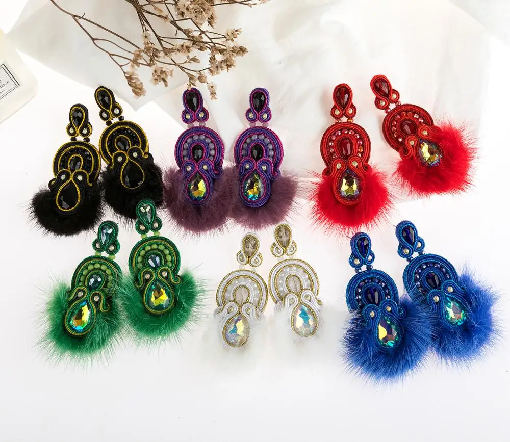 KPacTa Fashion Earrings Ethnic Style Geometric Jewelry Ladies Jewelry Handmade Leather Pendant Multicolor Ladies Tassel Earrings