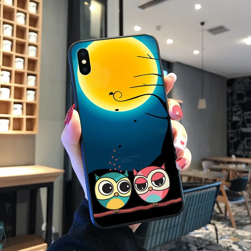 Hewan Burung Hantu Di Pohon Baru Tiba Hitam untuk iPhone 8 7 6 6S Plus X XS MAX 5 5S SE XR 11 11pro Promax Ponsel