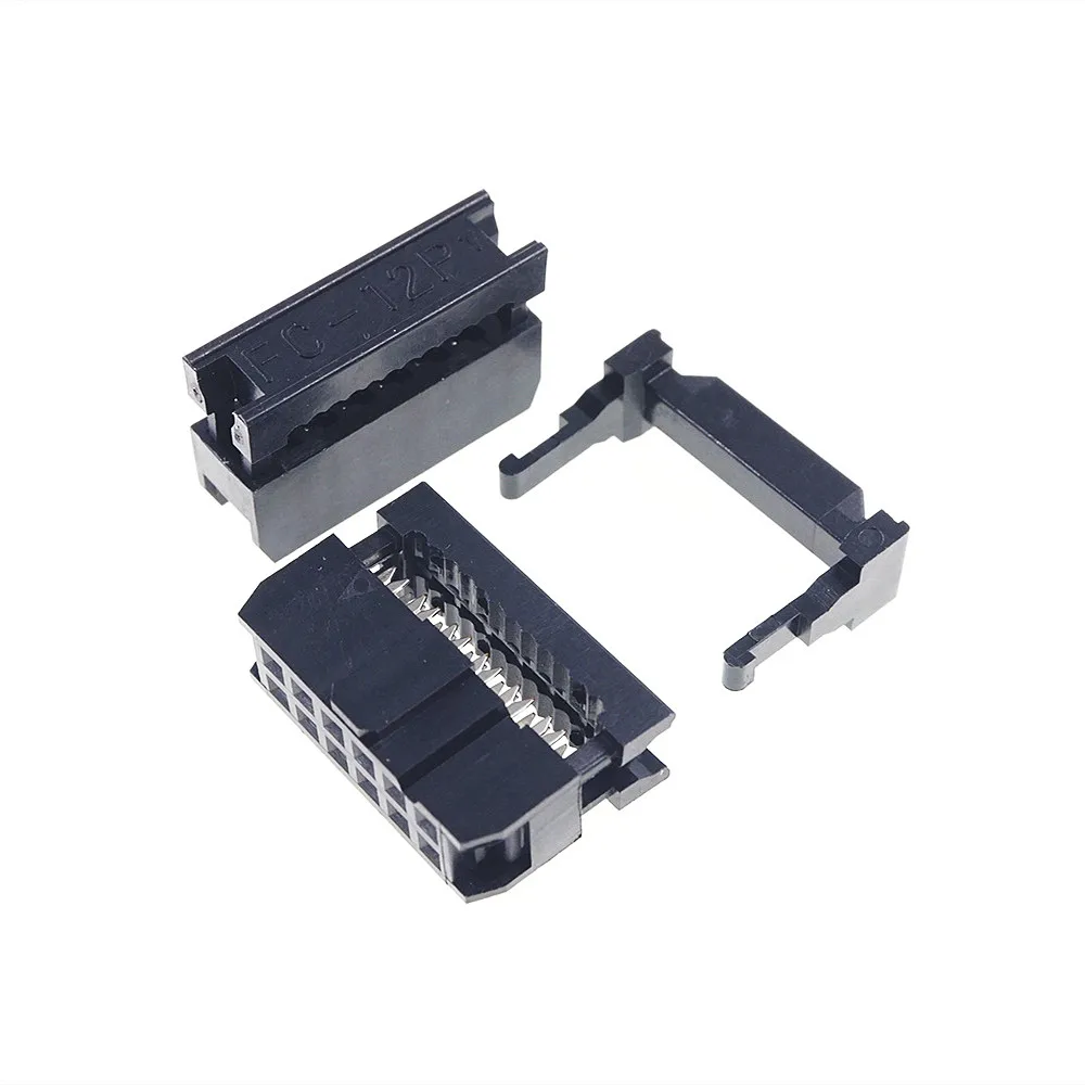 100 Pcs 0.100&quot 2.54mm 12 Pin Dual Row IDC Connector 2 Rows Position Rectangular Female Socket Receptacle Ribbon Cable FC-12 |