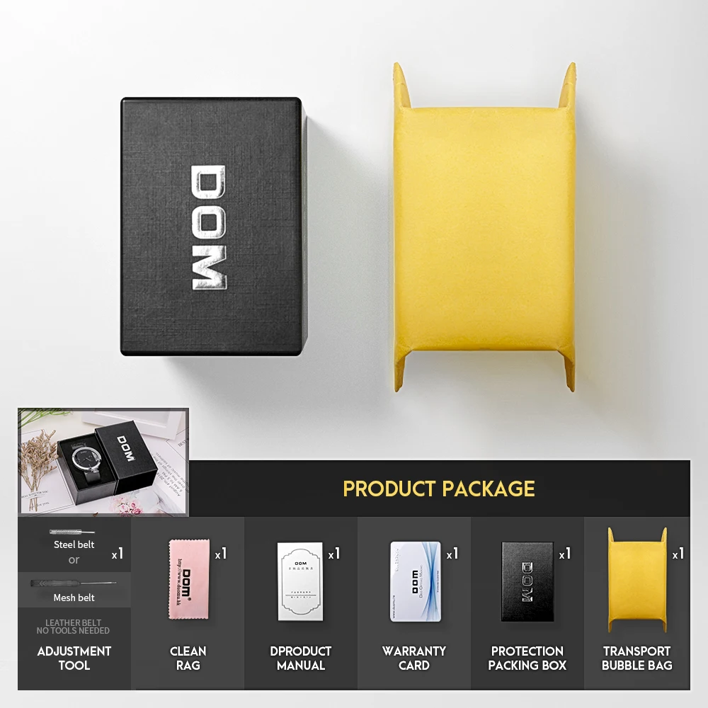 DOM мужские часы роскошные брендовые водонепроницаемые механические из