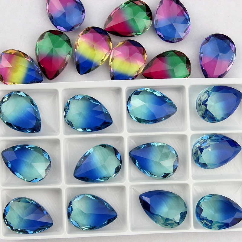 

18*25mm teardrop Tourmaline rhinestone pointback rhinestone pear fancystone multicolor color beads for jewelry decoration