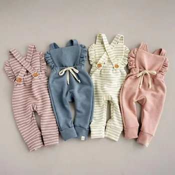

Pudcoco Fast Shipping 0-3Years Lovely Newborn Baby Girl Cotton Ruffle Sleeveless Solid Romper Striped Jumpsuit Outfit Clothes