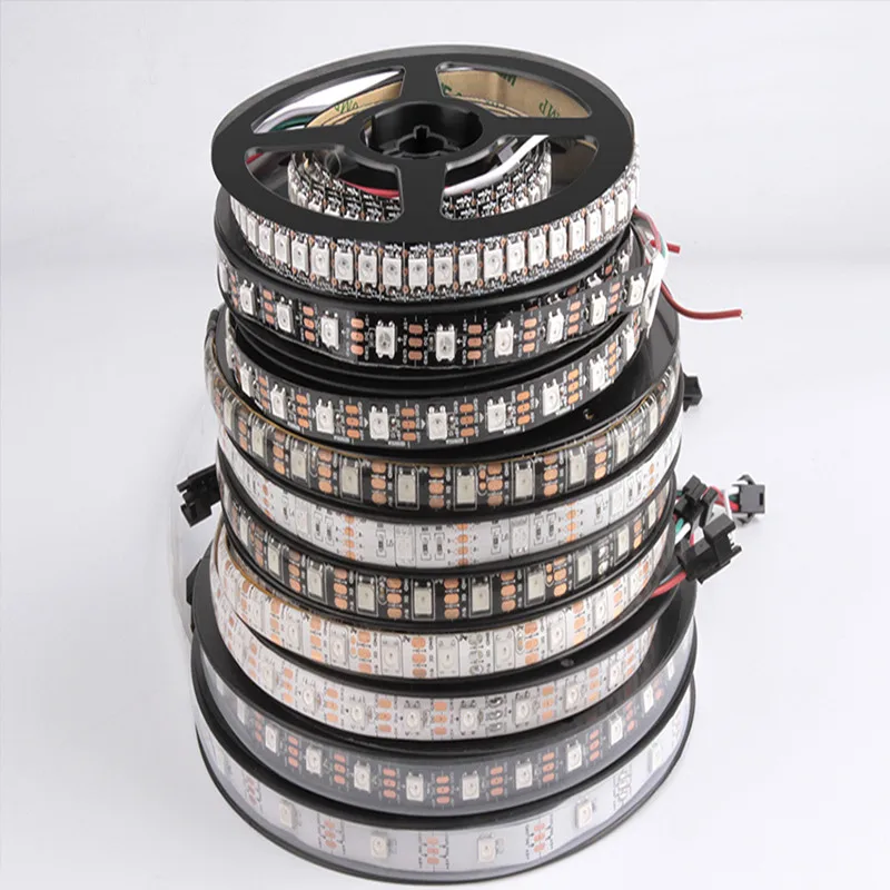 

LED Strips DC 5V Black White PCB WS2812B LED Strip IC 30/60/ LEDs Smart Addressable Pixel RGB 1M 2M 17Key Bar Bedroom Nightlight