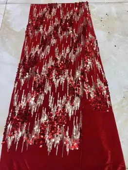 

Latest French Velvet Lace Fabric High Quality Embroidered With Sequins Lace African Laces Fabric For Wedding French Tulle