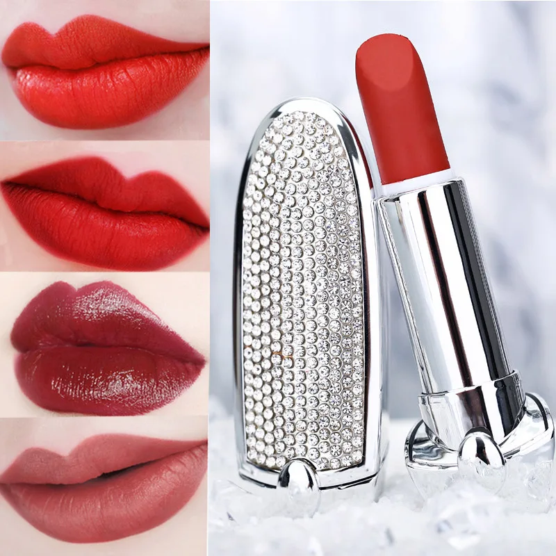 1 Pcs Matte Lipstick Waterproof Long Lasting Moisturizing with Shining Case 998 |