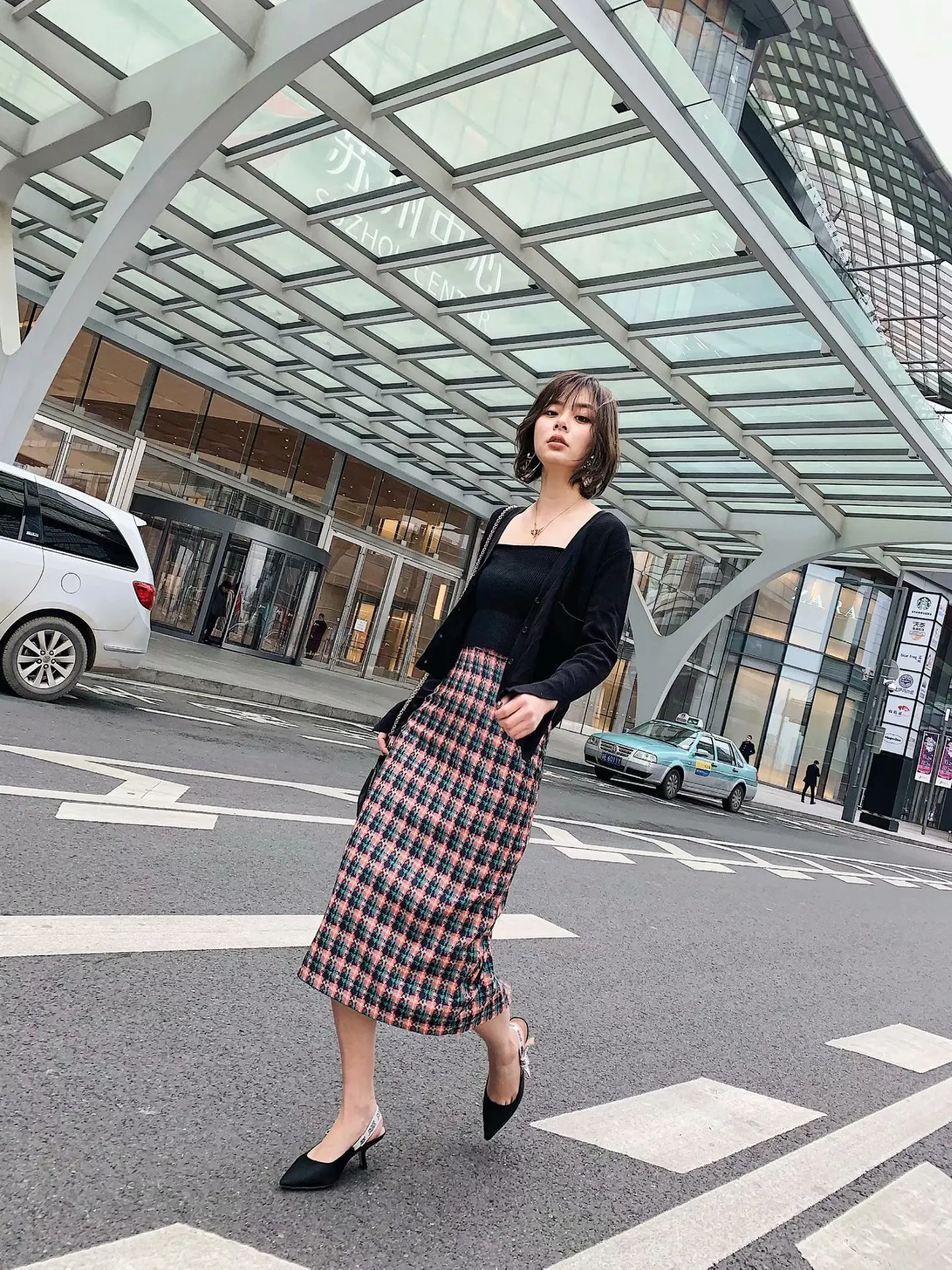 

WOMEN'S Dress New Style Spring Elegant Fashion Brand Plaid High-waisted Slit Skirt Mid-length Sheath Half-length Skirt