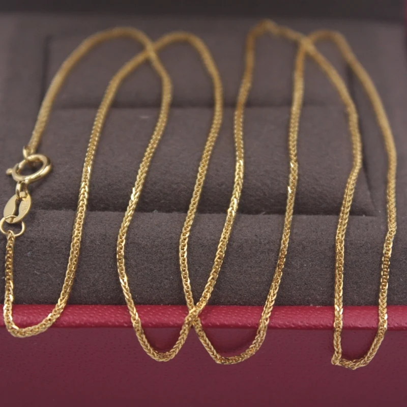 Pure 18k Yellow Gold Chain Women Luck 