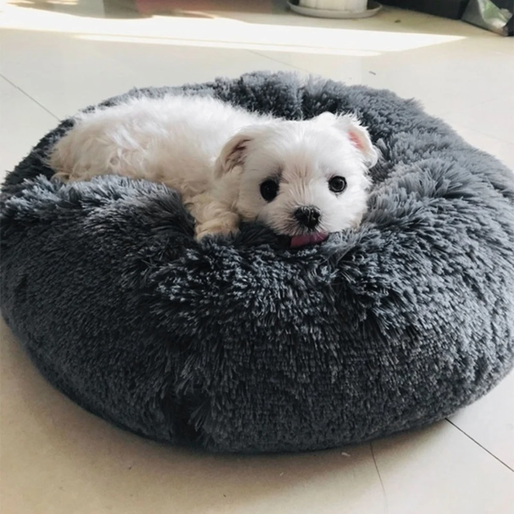 

40-80cm Long Plush Super Soft Pet Cat Bed Kennel Dog Round Cat Winter Warm Sleeping Bag Puppy Cushion Mat Portable Cat Supplies