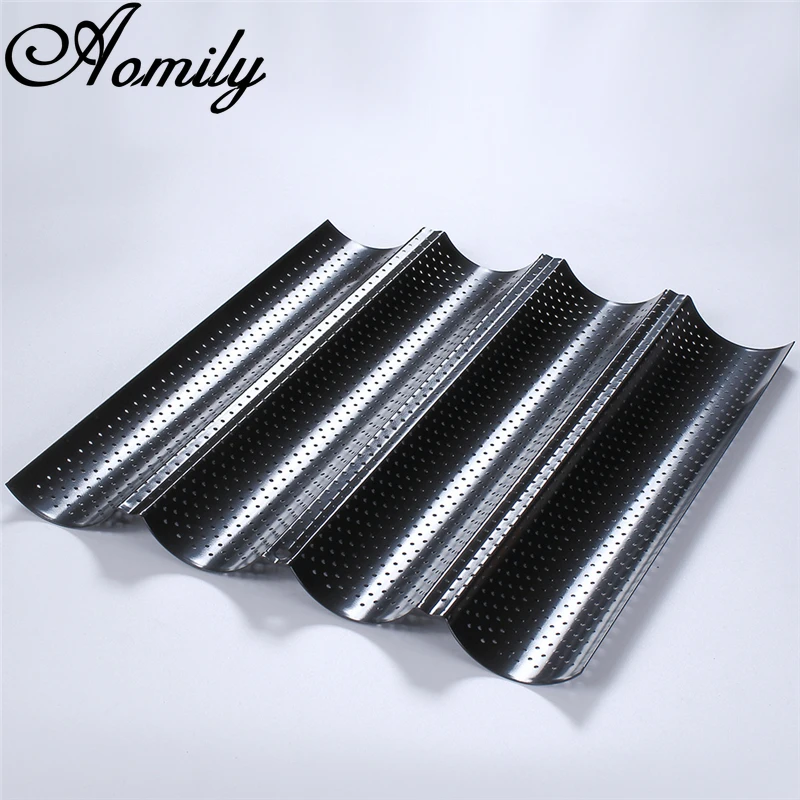 Amoliy French Stick Mould Carbon Steel 2/3/4 Groove Long Baguette Bread Baking Tray Mold Baguette Bake Mold Pan Bakery Tools