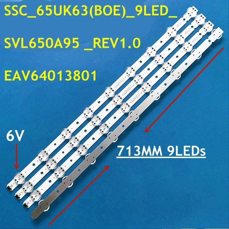 713mm 4PCS LED 스트립 9 SSC_65UK63_9LED_SVL650AS48A95_REV1.0 용 65UK6300 ...