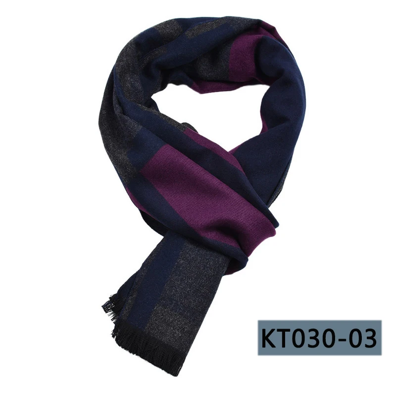Новейшие модные мужские зимние осенние шарфы, повседневный мужской теплый шарф, роскошный галстук, мужской высококачественный длинный шейный платок 180*30 см - Цвет: KT030-03