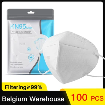 

100 PCS FFP2 Ship From Belgium KN95 Mask Dustproof Anti Dust And Breathable Face Masks Filtration KN95Mask Mouth Muffle FFP2Mask