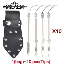 10 pcs נירוסטה קשת דיג הקלע מעוט חצים עם מותניים תיק ציד ירי חץ דיג אביזרים(China)