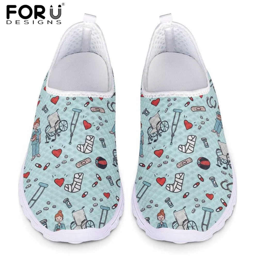 FORUDESIGNS/с рисунком Премиум эскиз физио женская обувь для медсестры Сезон