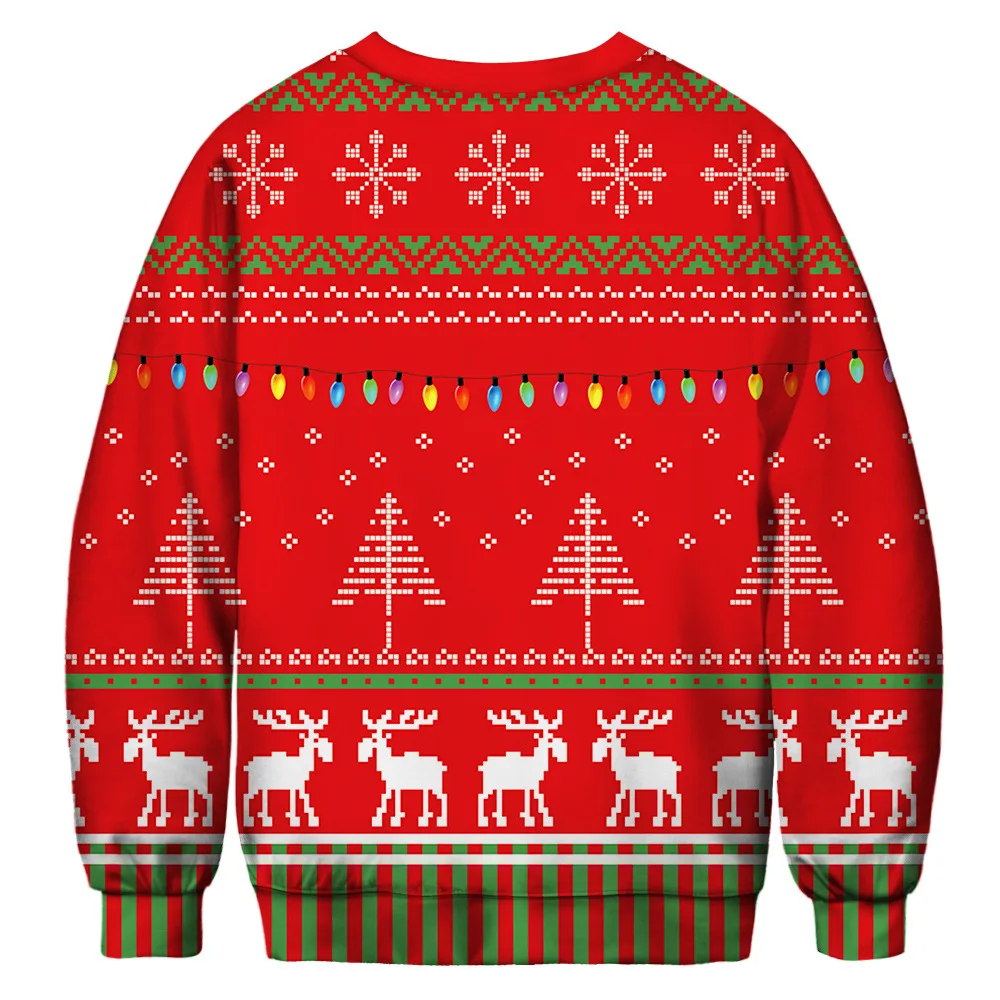 Уродливый Рождественский свитер для мужчин и женщин для праздников и вечеринок, толстовка с капюшоном, осень, свитер с круглым вырезом и длинным рукавом, свитера с 3D принтом, джемперы, топы