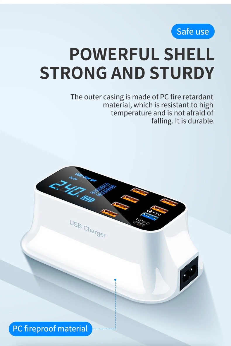 PD Quick Charge 3,0 USB зарядное устройство светодиодный дисплей Тип C портативное зарядное устройство для путешествий умная зарядная станция для iPhone samsung Xiaomi Mi 8