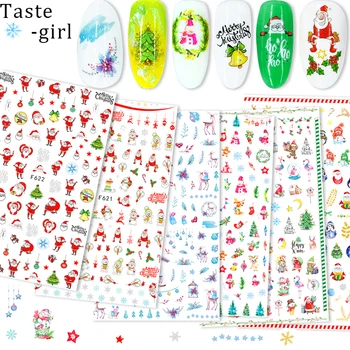 

1pc Nail Art 3D Adhesive Sticker Christmas Design Decals Snowflake Elk Santa Glue Sliders Wraps for Manicure Decor