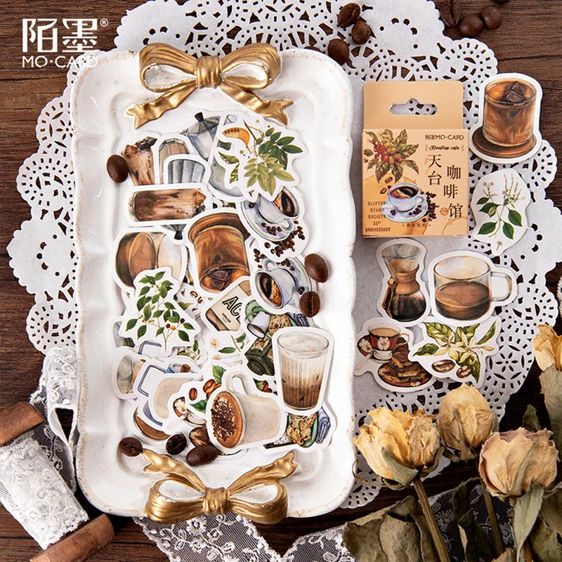 46 шт./кор. Momo винтажная Кофейня на крыше мини бумажная наклейка пакет DIY