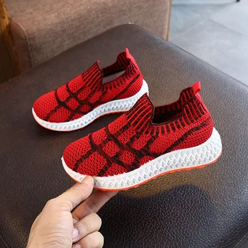 

New Children Sneakers For Boys Flat Sport Shoes Knit Mesh Kids Breathable Running Shoes Girls Light Outdoors School Casual Shoes