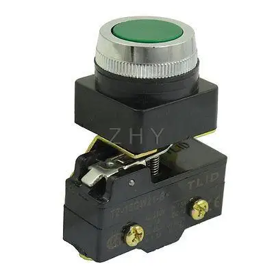 

AC 250V 15A 1NO 1NC 25mm Thread Momentary Green Flat Push Button Micro Switch