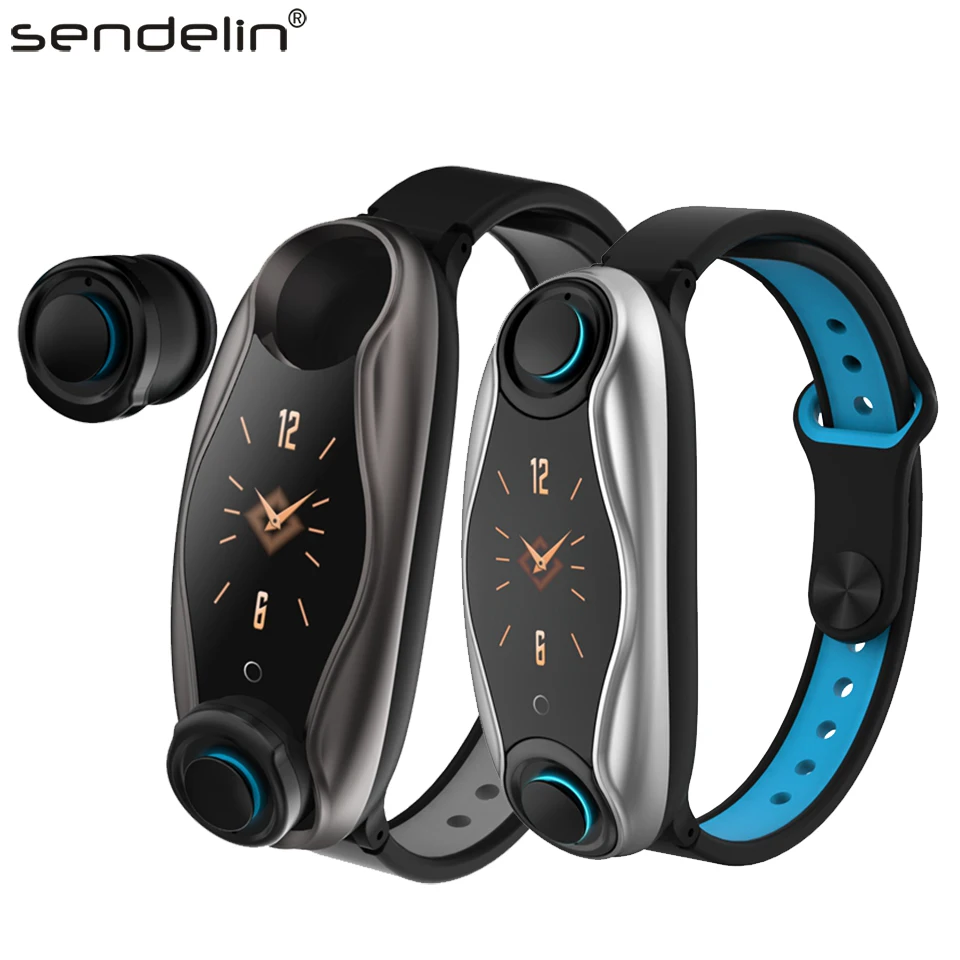 Talk Band Bluetooth 5.0 Wireless Headphones Mini Earbuds With Mic Charging Smart Bracelet Watch Support Blood Pressure Oximeter