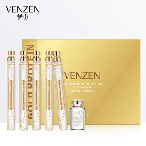 Protein Peptide Essence Set Collagen Line+24k Gold Essence Liquid Hydrating Moisturizing Anti Aging Wrinkle Skin Face Serum