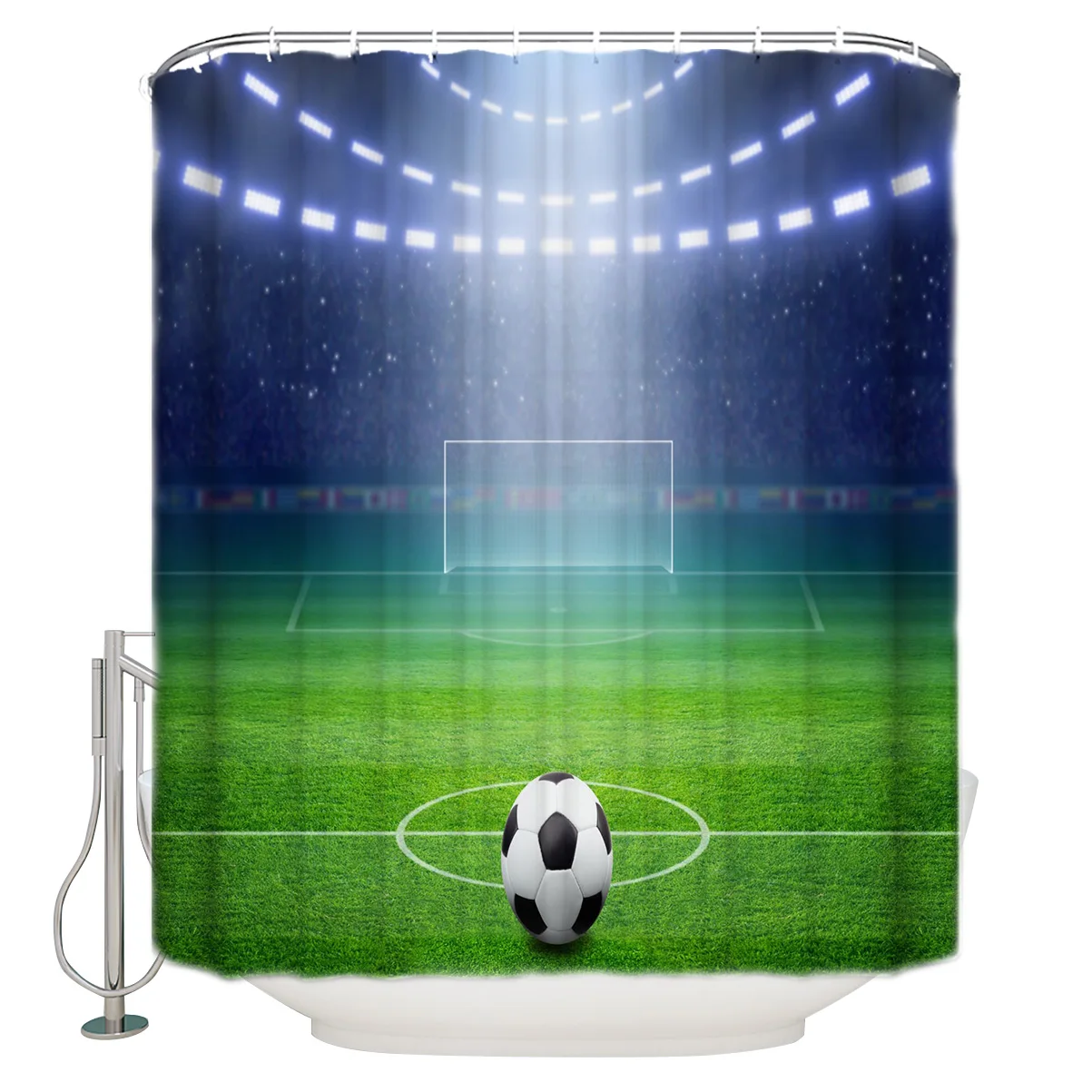 Football Field Night Stadium Lights Waterproof Polyester Shower Curtain And Hooks 90x180 Cm 82％以上節約