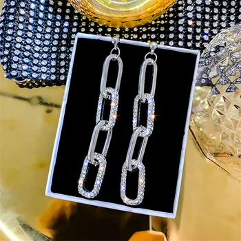 

FYUAN Fashion Long Geometric Drop Earrings for Women 2019 Bijoux Silver Color Chain Dangle Earrings Statement Jewelry Gifts
