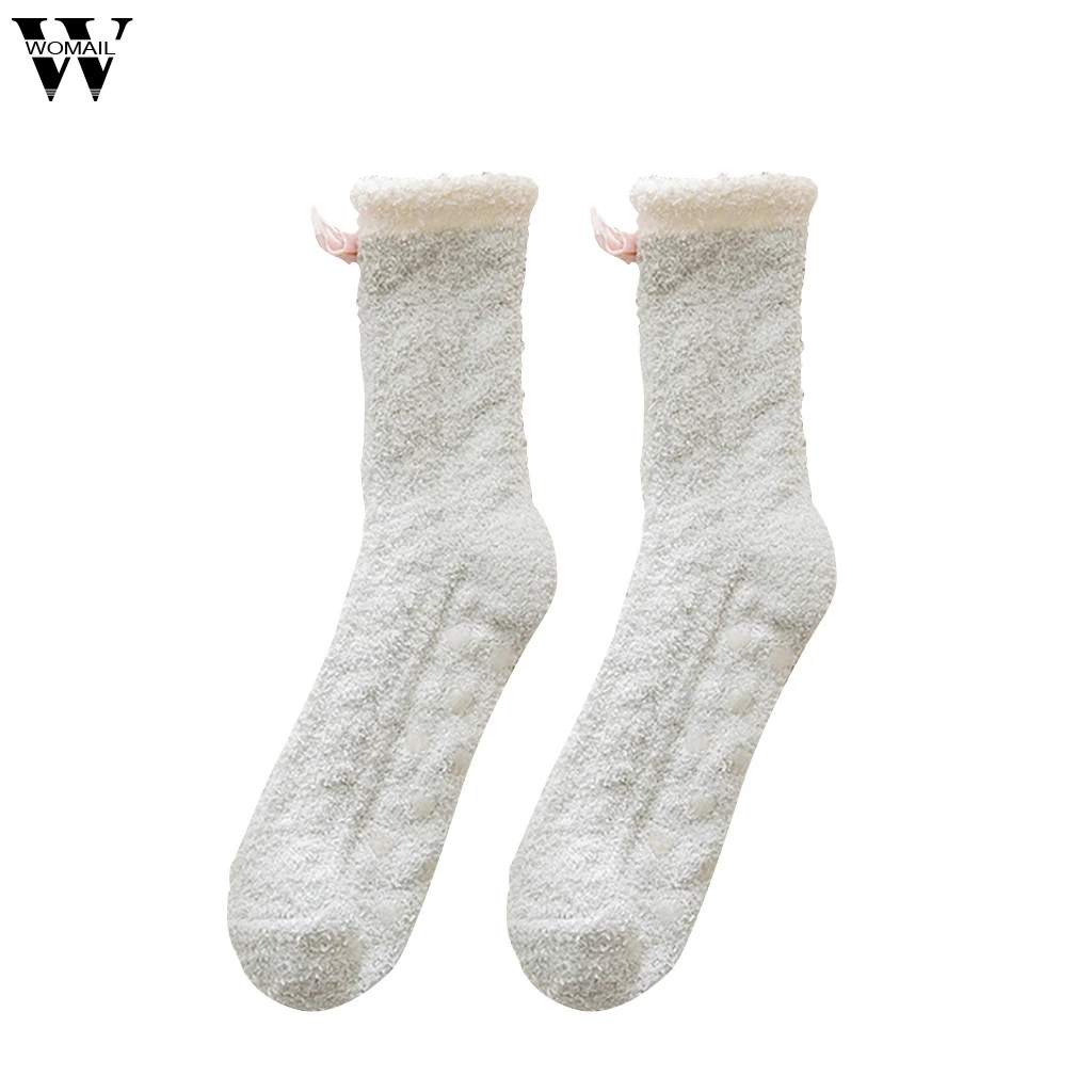 Womail женские хлопчатобумажные носки коралловые бархатные носки для сна осенние и зимние Бархатные утепленные домашние носки-Тапочки