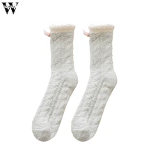 Womail женские хлопчатобумажные носки коралловые бархатные носки для сна осенние и зимние Бархатные утепленные домашние носки-Тапочки