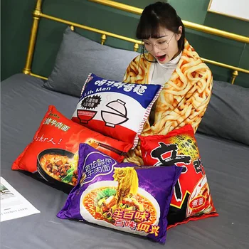 

Simulation Instant Noodles Plush Pillow Blanket Stuffed Braised Beef/Lao Tan Sauerkraut Fried Noodles Shin Ramen Christmas Gifts