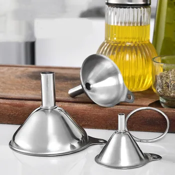 

3Pcs/Set Mini Funnel Stainless Funnel Oil and Wine Leak Integrated Liquid Dispenser Funnels Kitchen Gadgets Kitchen Accessories