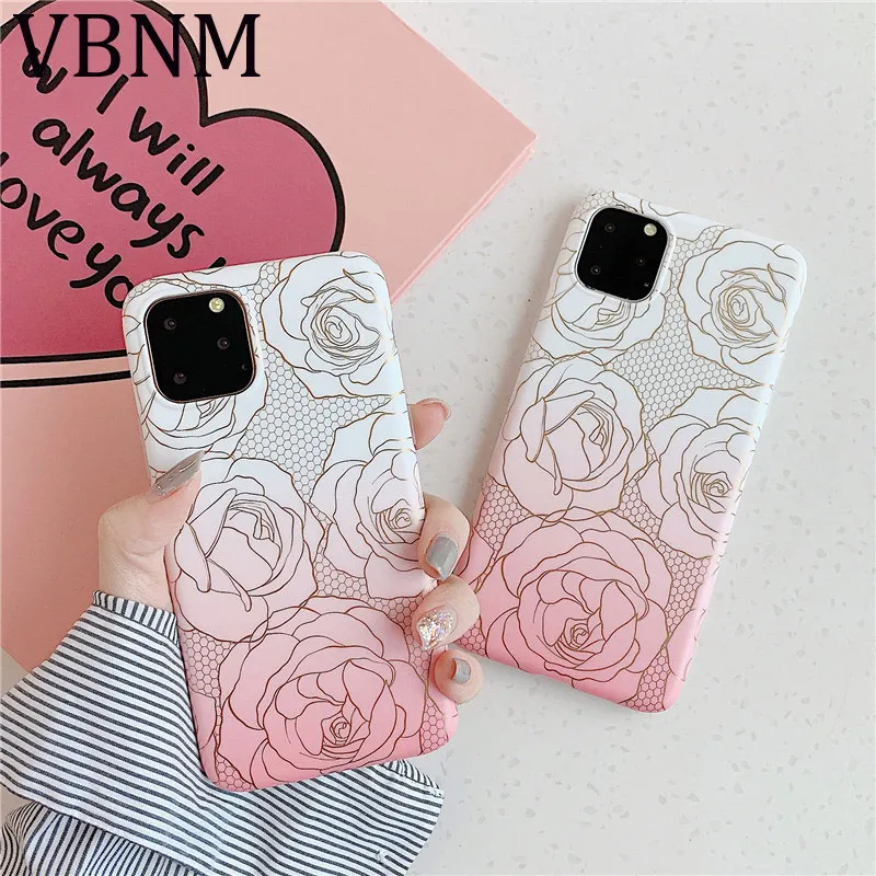 Роскошный чехол для телефона Bronzing Rose iPhone 11 Pro Max XR X XS MAX 6s 7 8 Plus силиконовая задняя
